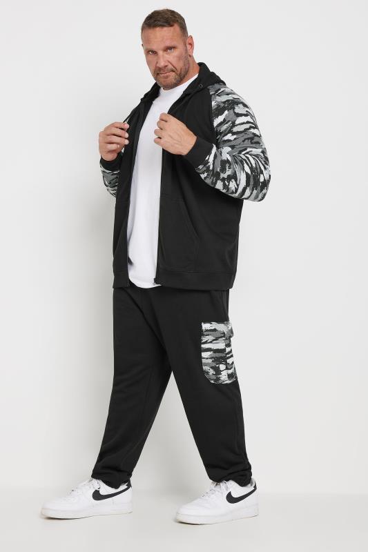 BadRhino Big & Tall Black Camo Print Zip Through Hoodie | BadRhino 3