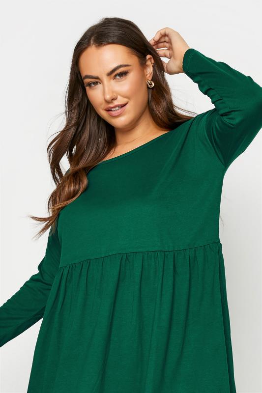 Curve Emerald Green Long Sleeve Peplum T-Shirt 4