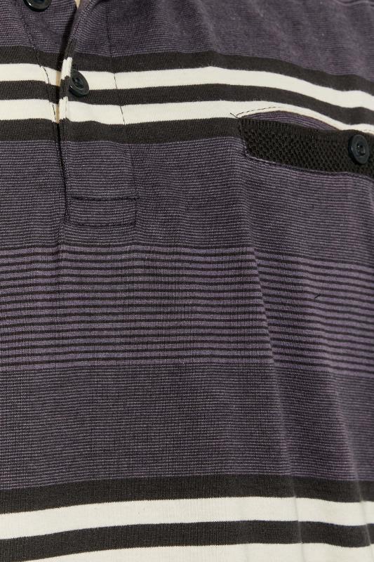 KAM Big & Tall Charcoal Grey Stripe Polo Shirt 2