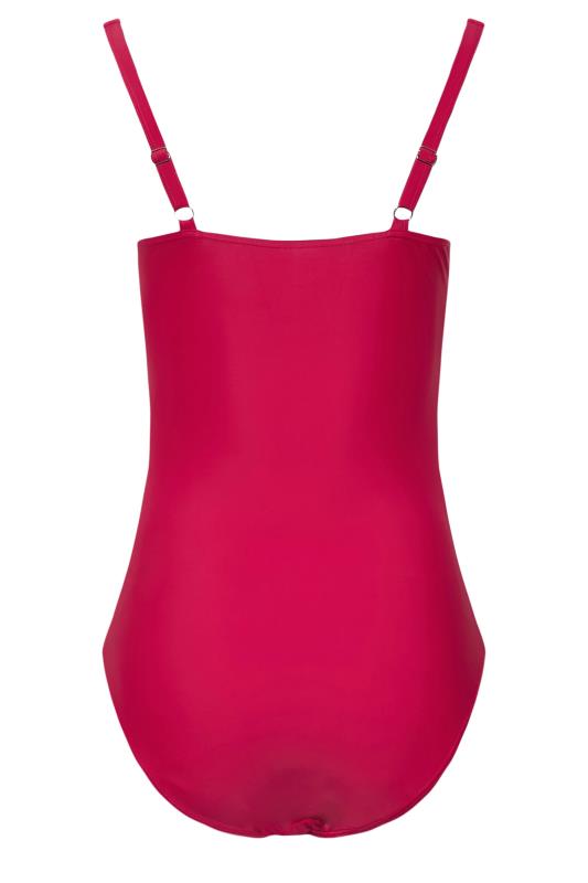 LTS Tall Women's Hot Pink Tie Front Ruched Swimsuit | Long Tall Sally  6
