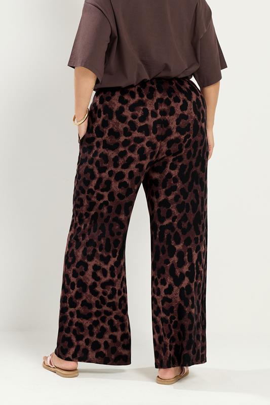 YOURS Plus Size Brown Leopard Print Trousers | Yours Clothing 2