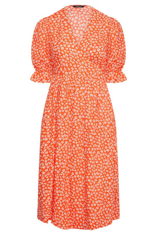 LIMITED COLLECTION Curve Orange Ditsy Wrap Dress 6