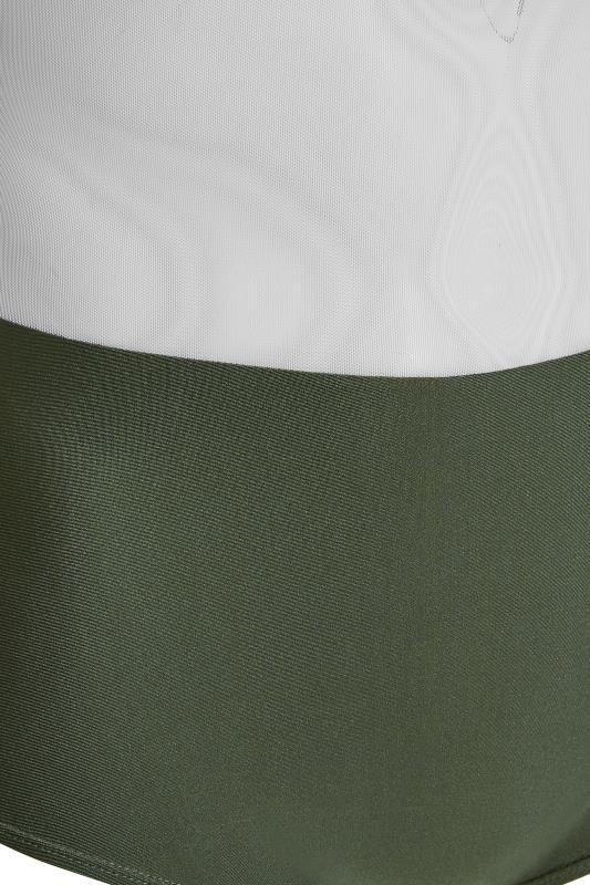 Curve Khaki Green Shimmer Eyelet Lace Up Swim Dress_F2.jpg