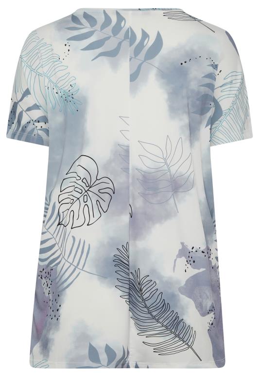 YOURS Curve Plus Size Light Grey Leaf Print T-Shirt | Yours Clothing  6