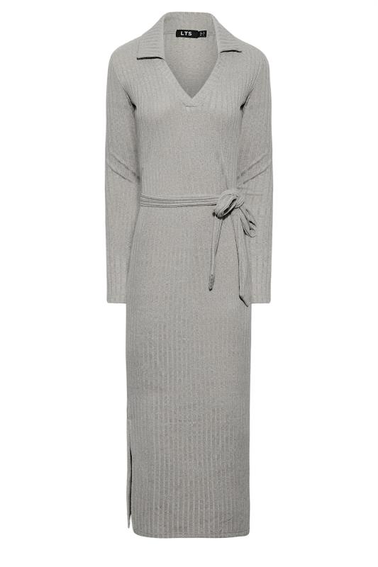 LTS Tall Grey Belted Knitted Dress 6