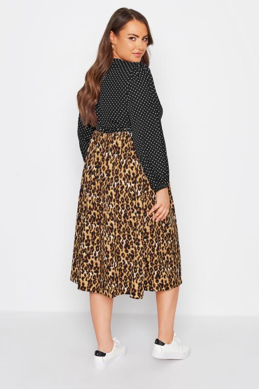 LIMITED COLLECTION Plus Size Black Contrast Leopard Polka Dot Wrap Dress | Yours Clothing 3