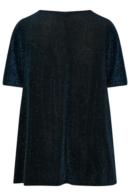 Curve Teal Blue Glitter Swing Top | Yours Clothing 7
