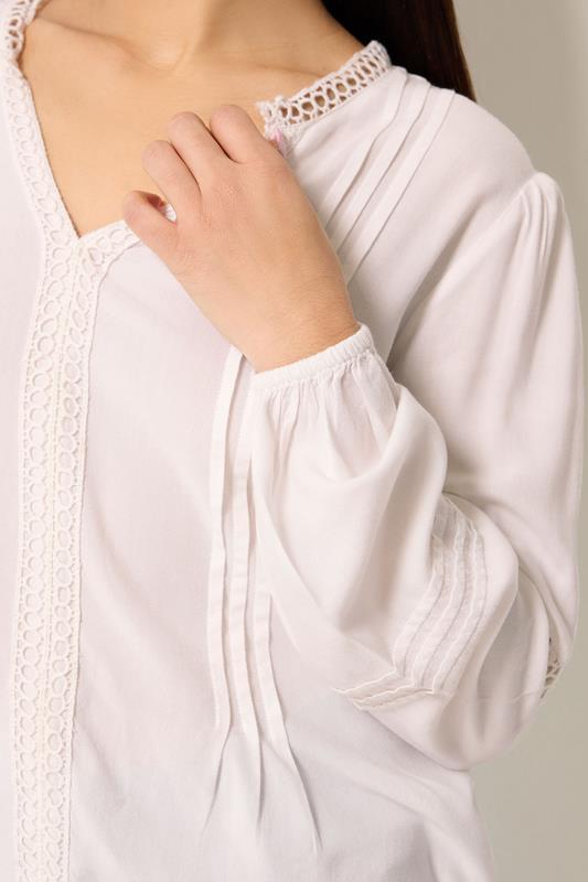 M&Co Petite White Lace Trim Pintuck Blouse | M&Co 5