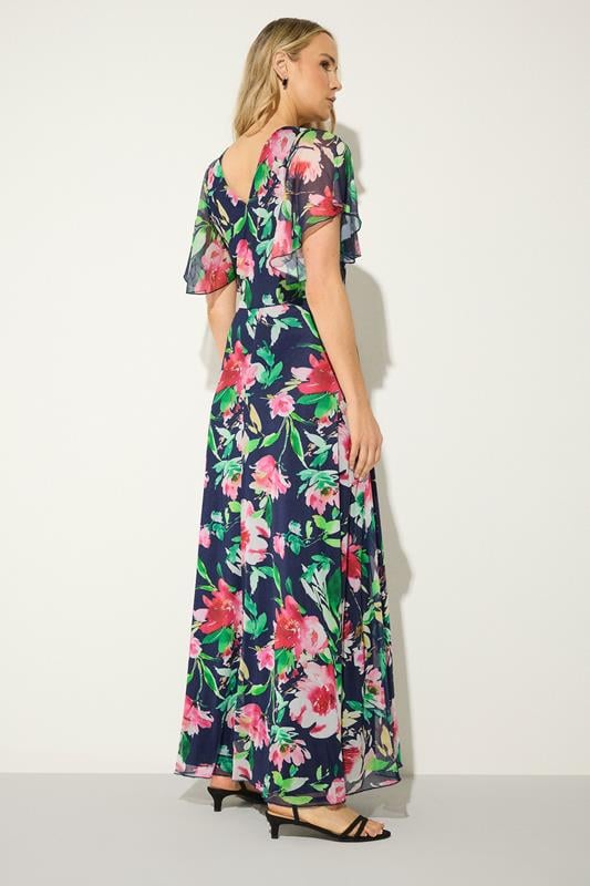 LTS Tall Women's Navy Blue Floral Mesh Maxi Dress | Long Tall Sally 2