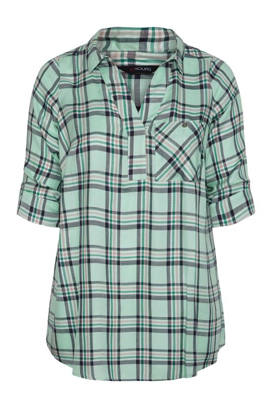 Plus Size Mint Green Overhead Check Shirt | Yours Clothing 6