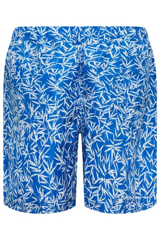 ESPIONAGE Big & Tall Blue Bamboo Print Swim Shorts | BadRhino 4