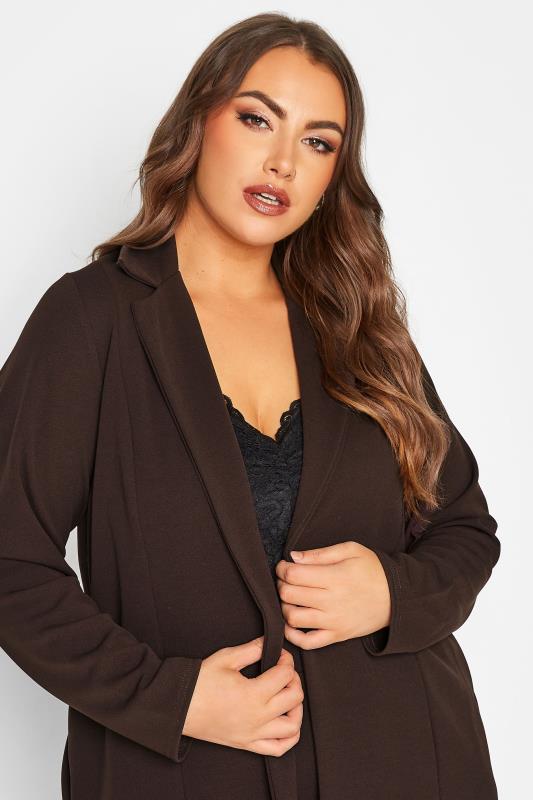 LIMITED COLLECTION Curve Chocolate Brown Longline Blazer 4
