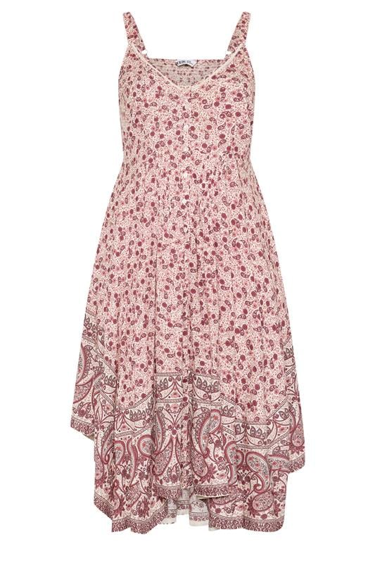 YOURS Plus Size Pink Paisley Print Hanky Hem Dress | Yours Clothing 5