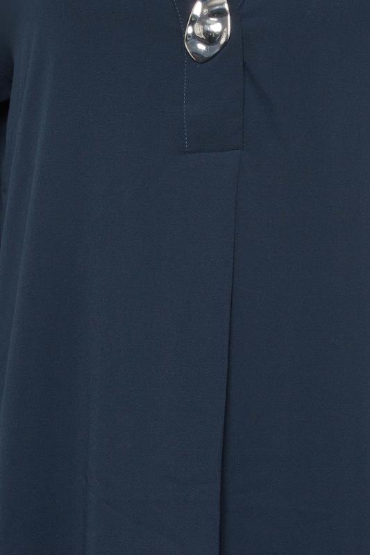 M&Co Dark Blue Long Sleeve Button Blouse | M&Co 5