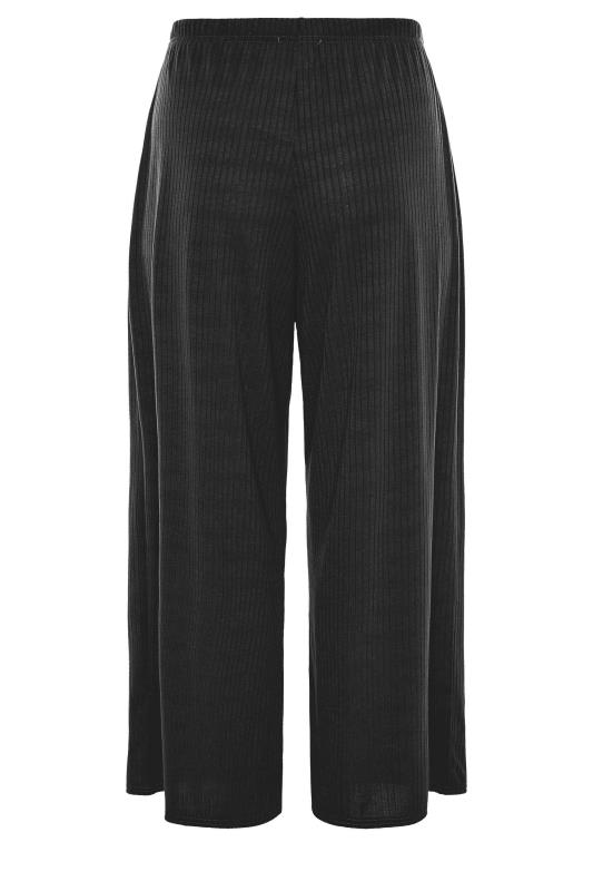 LIMITED COLLECTION Black Ribbed Wide Leg Trousers_BK.jpg