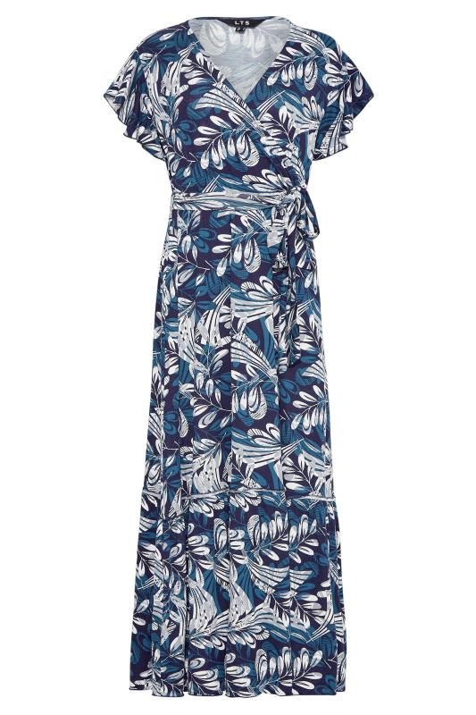 LTS Tall Navy Blue Tropical Print Tiered Midaxi Dress 6