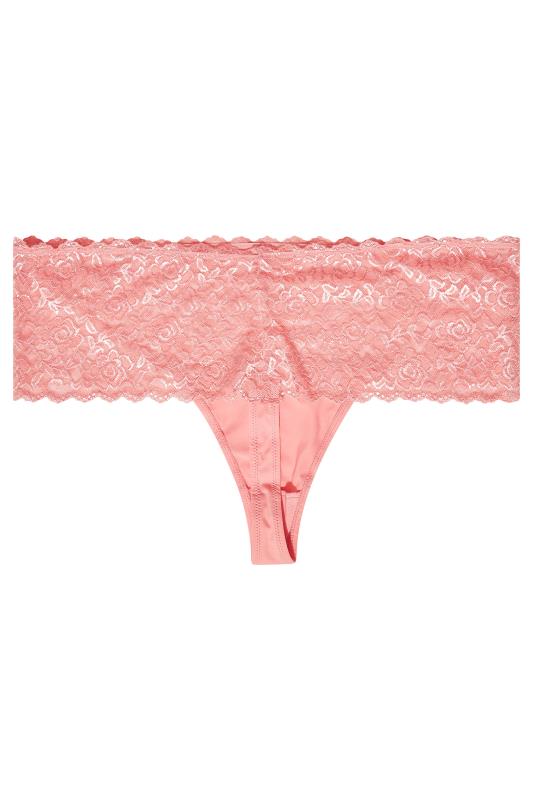 Plus Size Pink Lace Low Rise Brazilian Knickers | Yours Clothing 6