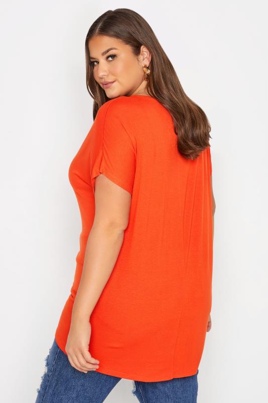 Plus Size Orange Grown On Sleeve T-Shirt | Yours Clothing  3