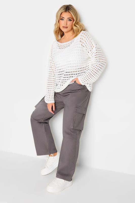 YOURS Plus Size Grey Cargo Trousers | Yours Clothing 2