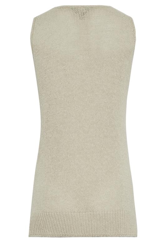 LTS Tall Stone Brown Knitted V-Neck Vest Top | Long Tall Sally  7