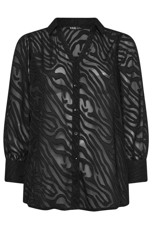 YOURS Plus Size Black Burnout Mesh Shirt | Yours Clothing 6