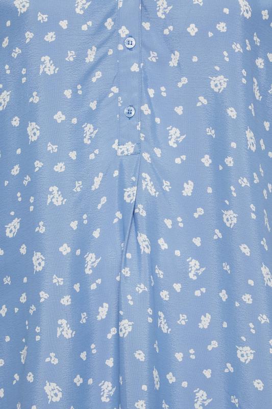 YOURS Curve Plus Size Light Blue Half Placket Floral Shirt | Yours Clothing