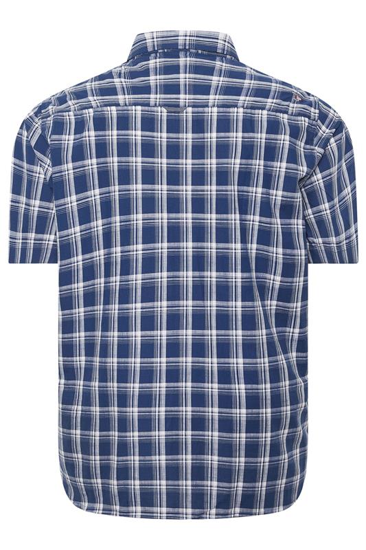 D555 Big & Tall Navy Blue Check Pocket Short Sleeve Shirt | BadRhino 4