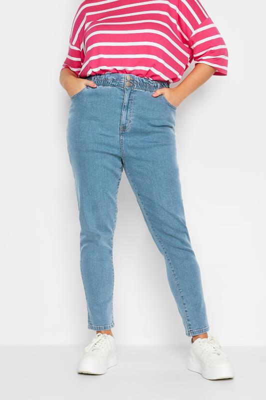  Grande Taille YOURS Curve Light Blue Stretch Elasticated Waist MOM Jeans