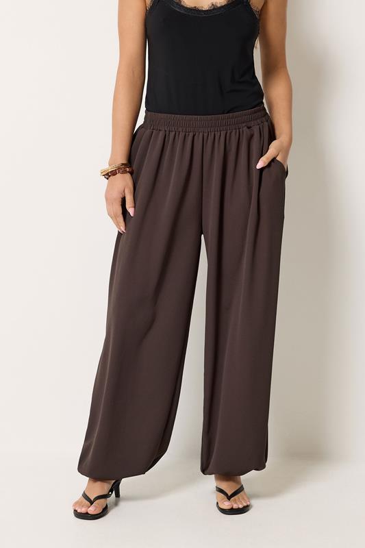 PixieGirl Petite Women's Chocolate Brown Balloon Trousers | PixieGirl 1