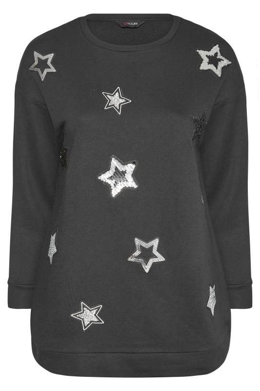 Plus Size Black Star Print Sweatshirt | Yours Clothing 6