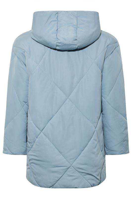 Curve Blue Quilted Shawl Collar Coat 8