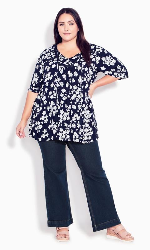 Crochet Navy Floral Peasant Tassel Tunic 1