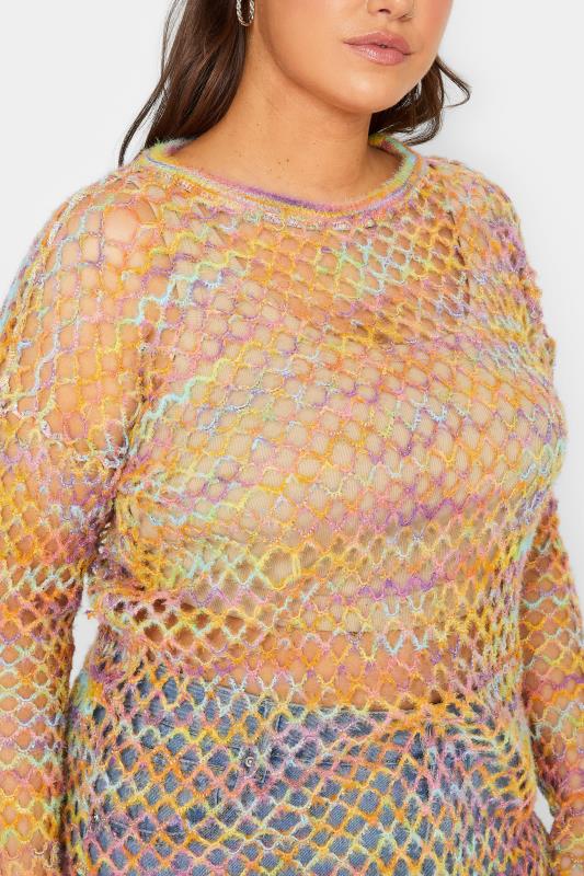 YOURS Plus Size Curve Yellow Space Dye Knit Top | Yours Clothing  5