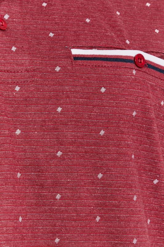 KAM Big & Tall Red Contrast Trim Dobby Print Polo Shirt 2