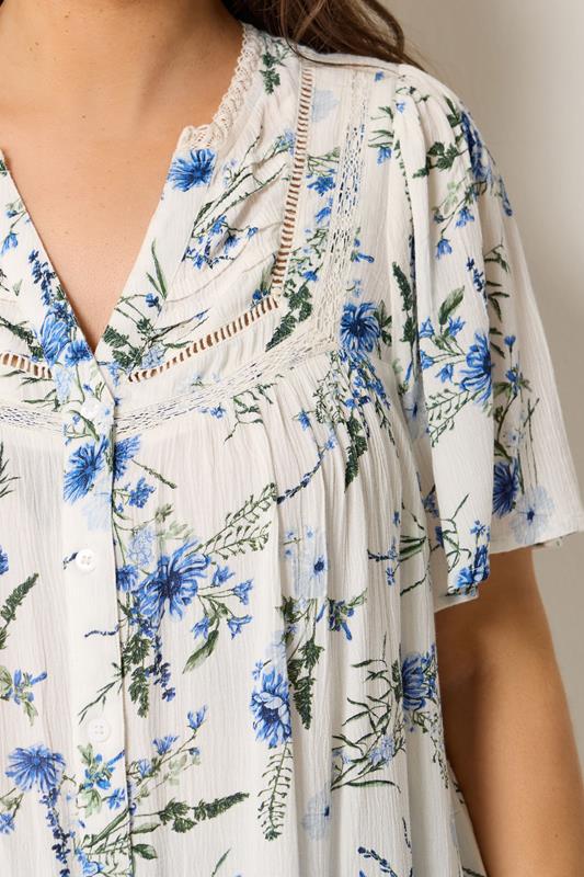 YOURS Plus Size White Floral Notch Neck Blouse | Yours Clothing 4