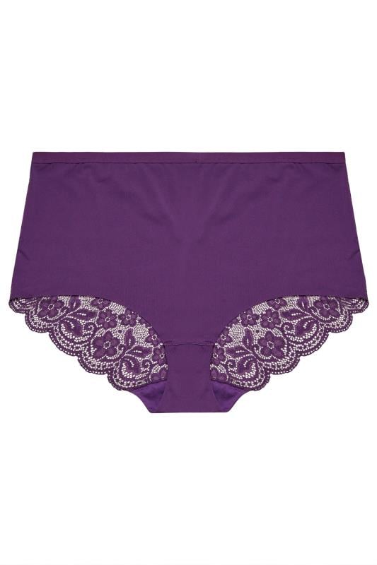 YOURS 3 PACK Plus Size Red & Purple Lace Back High Waisted Knickers | Yours Clothing 12