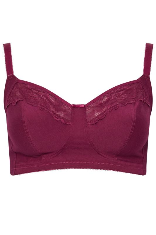 M&Co 2 PACK Black & Burgundy Red Cotton Lace Trim Bras | M&Co 8