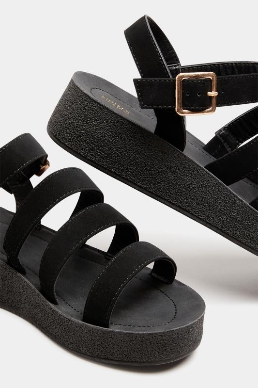 LIMITED COLLECTION Black Multi Strap Sporty Platform Sandals In Extra Wide EEE Fit 5
