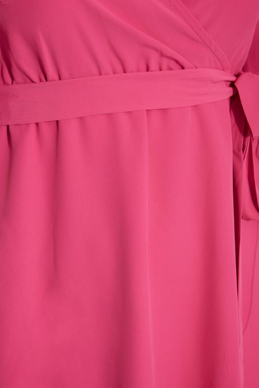 YOURS LONDON Plus Size Hot Pink Midi Wrap Dress | Yours Clothing 5