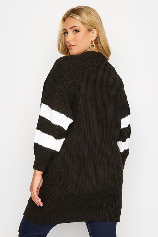 Curve Black Varsity Stripes Knitted Cardigan | Yours Clothing 4