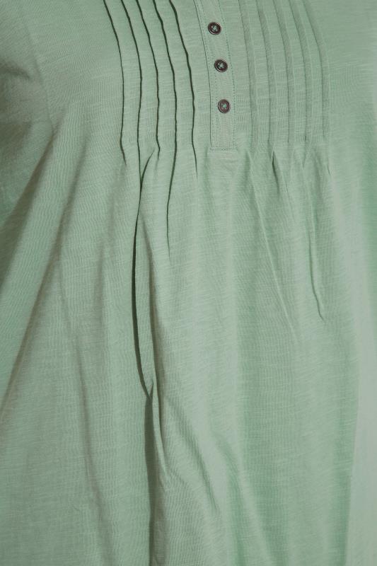 YOURS FOR GOOD Curve Sage Green Pintuck Henley Top 5