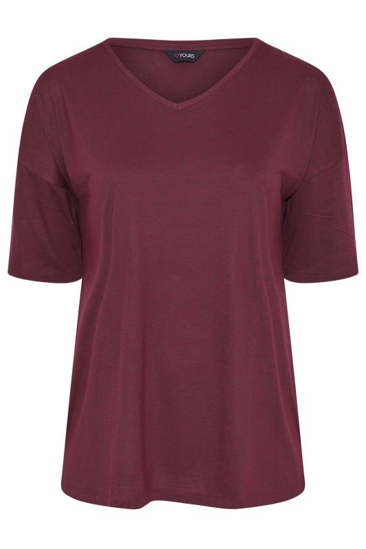 Plus Size Berry Red Marl V-Neck Essential T-Shirt | Yours Clothing  5