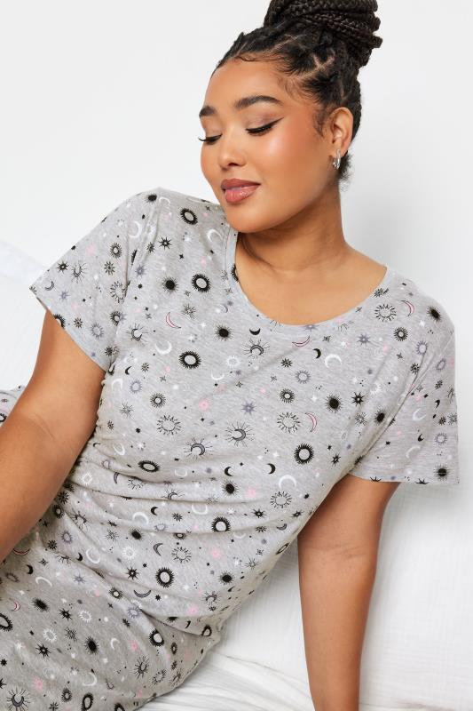 YOURS Plus Size Light Grey Celestial Print Nightdress | Yours Clothing 4