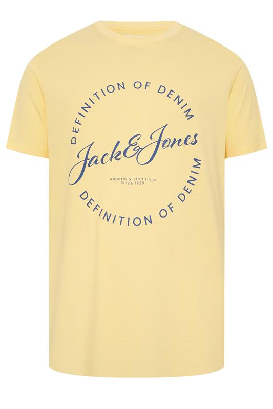 JACK & JONES Big & Tall Sunlight Yellow Circle Logo Print T-Shirt | BadRhino 2