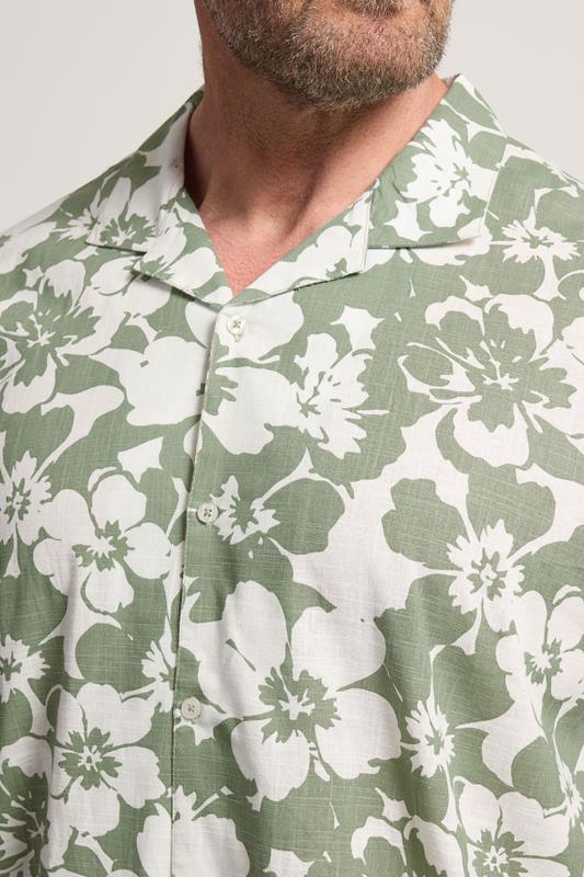 BadRhino Big & Tall Green Leaf Print Short Sleeve Shirt | BadRhino 5