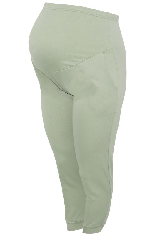 BUMP IT UP MATERNITY Plus Size Sage Green Comfort Panel Joggers | Yours Clothing 5