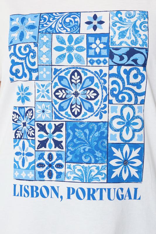 YOURS Plus Size White & Blue 'Lisbon Portugal' Graphic T-Shirt | Yours Clothing 5
