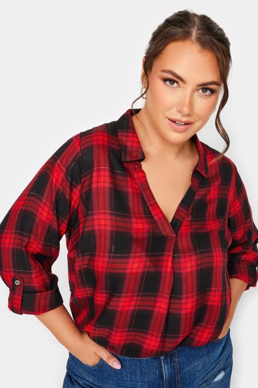  Tallas Grandes YOURS Curve Red Check Print Shirt