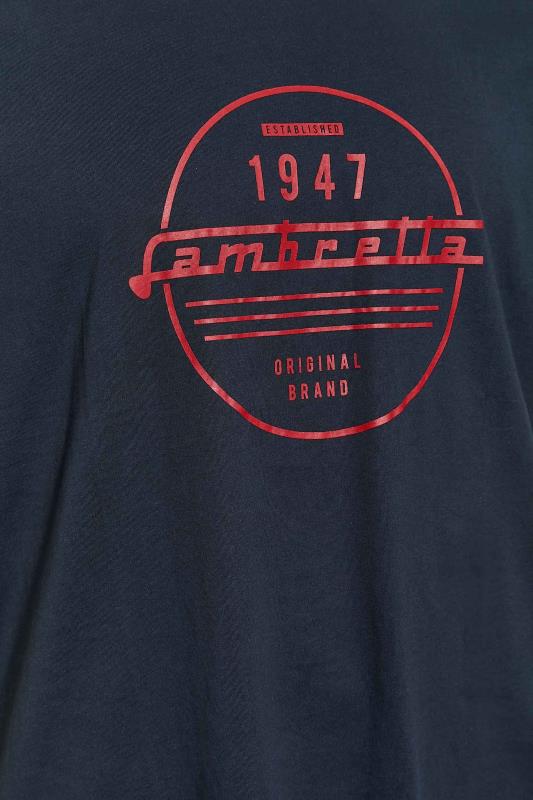LAMBRETTA Big & Tall Navy Blue Circular Logo Print T-Shirt | BadRhino 2