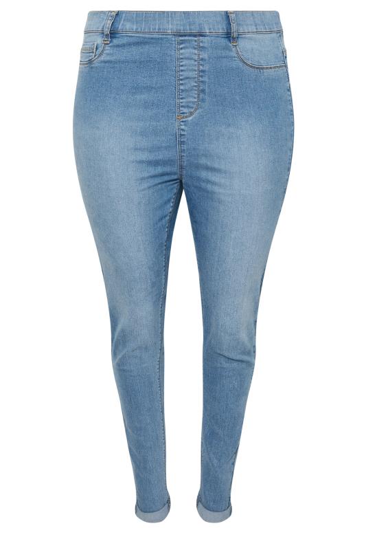 YOURS Plus Size Blue Turn Up GRACE Jeggings | Yours Clothing 5